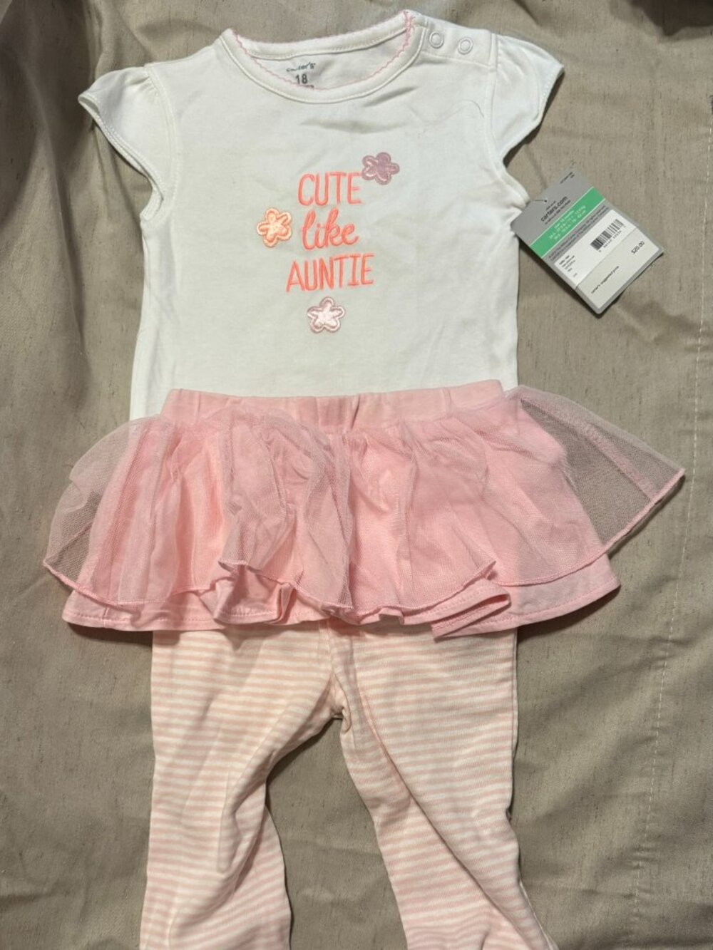 Carter's NWT "Cute Like Auntie" Tutu Legging Set 18M